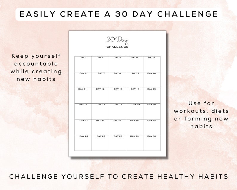 30 Day Challenge Printable Fillable PDF Easy to Use Template for ...