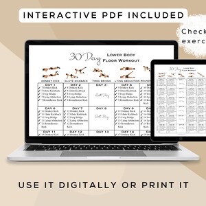 30 Day Lower Body Floor Workout Printable + Interactive PDF | Easy to ...
