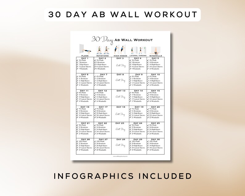 30 Day Wall Workout Bundle Printable + Interactive PDF | 6 Workout ...