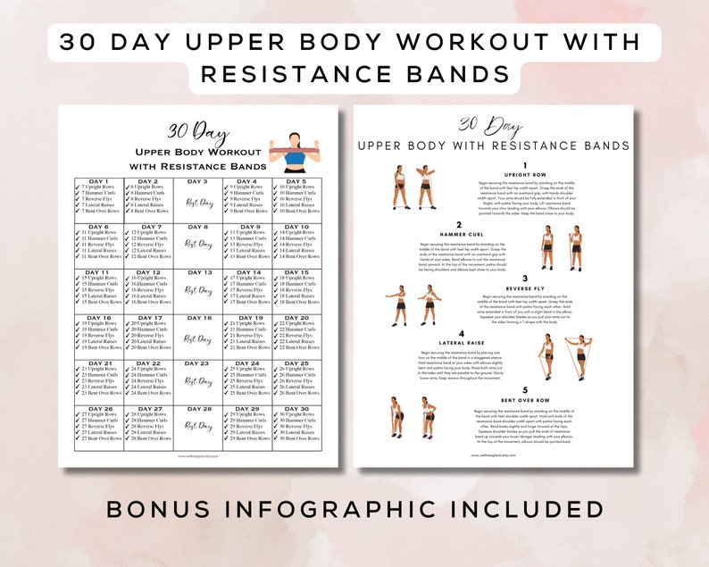 30 Day Resistance Band Workout Bundle Printable + Interactive PDF ...
