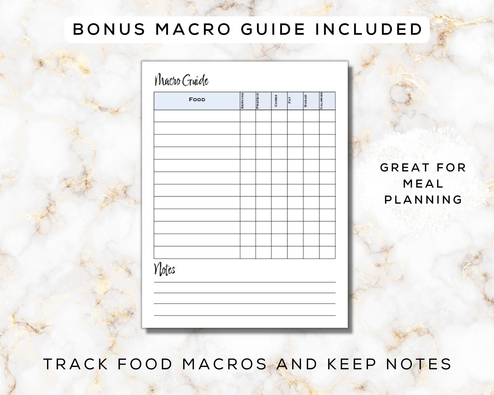 Diet Tracker Printable + Fillable PDF | Bonus Macro Guide Included ...