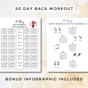 Peut inclure: Un programme d'entra&icirc;nement du dos de 30 jours avec des halt&egrave;res. Le programme comprend un calendrier avec des exercices quotidiens et une infographie s&eacute;par&eacute;e avec cinq exercices&nbsp;: tirages d'halt&egrave;res pench&eacute;s, d&eacute;velopp&eacute; couch&eacute; invers&eacute;, tirages de rang&eacute;es, tirages inclin&eacute;s et tirages debout.