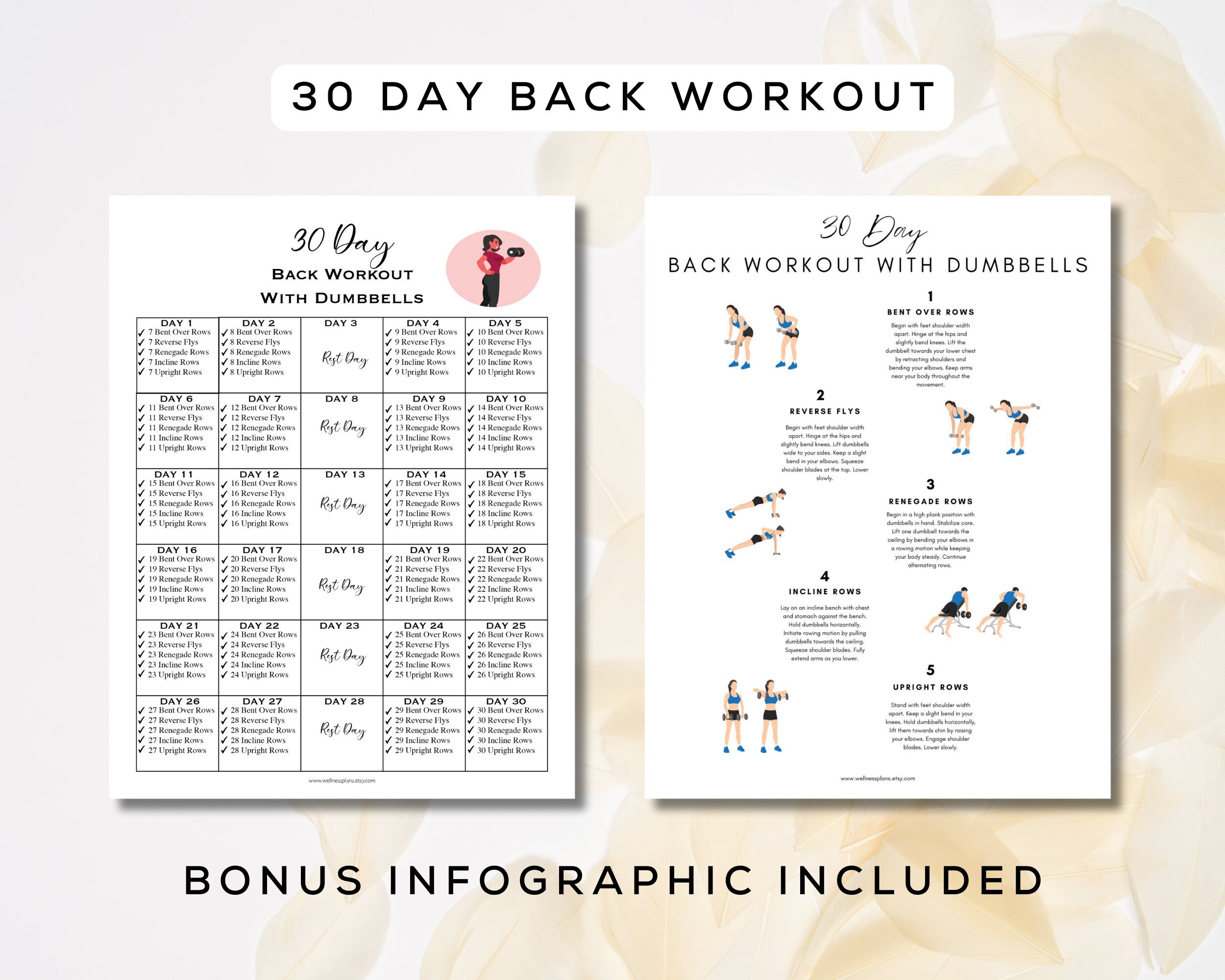 30 Day Dumbbell Workout Bundle Printable + Interactive Pdfs | 4 Workout ...