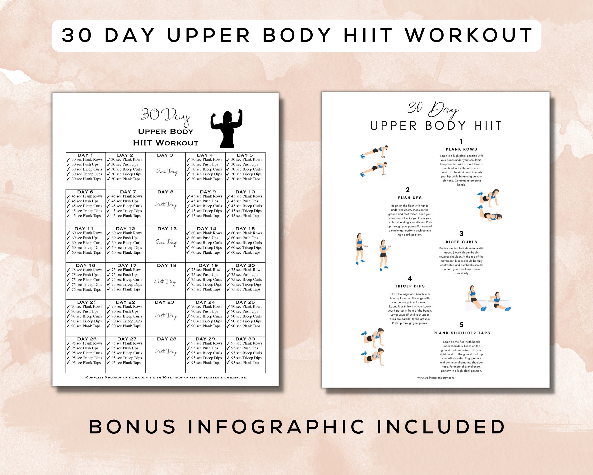 30 Day HIIT Workout Bundle Printable Fillable PDF Bonus Infographics, Easy  to Follow Fitness Program,home Workout, Gym Guidea4 Letter 