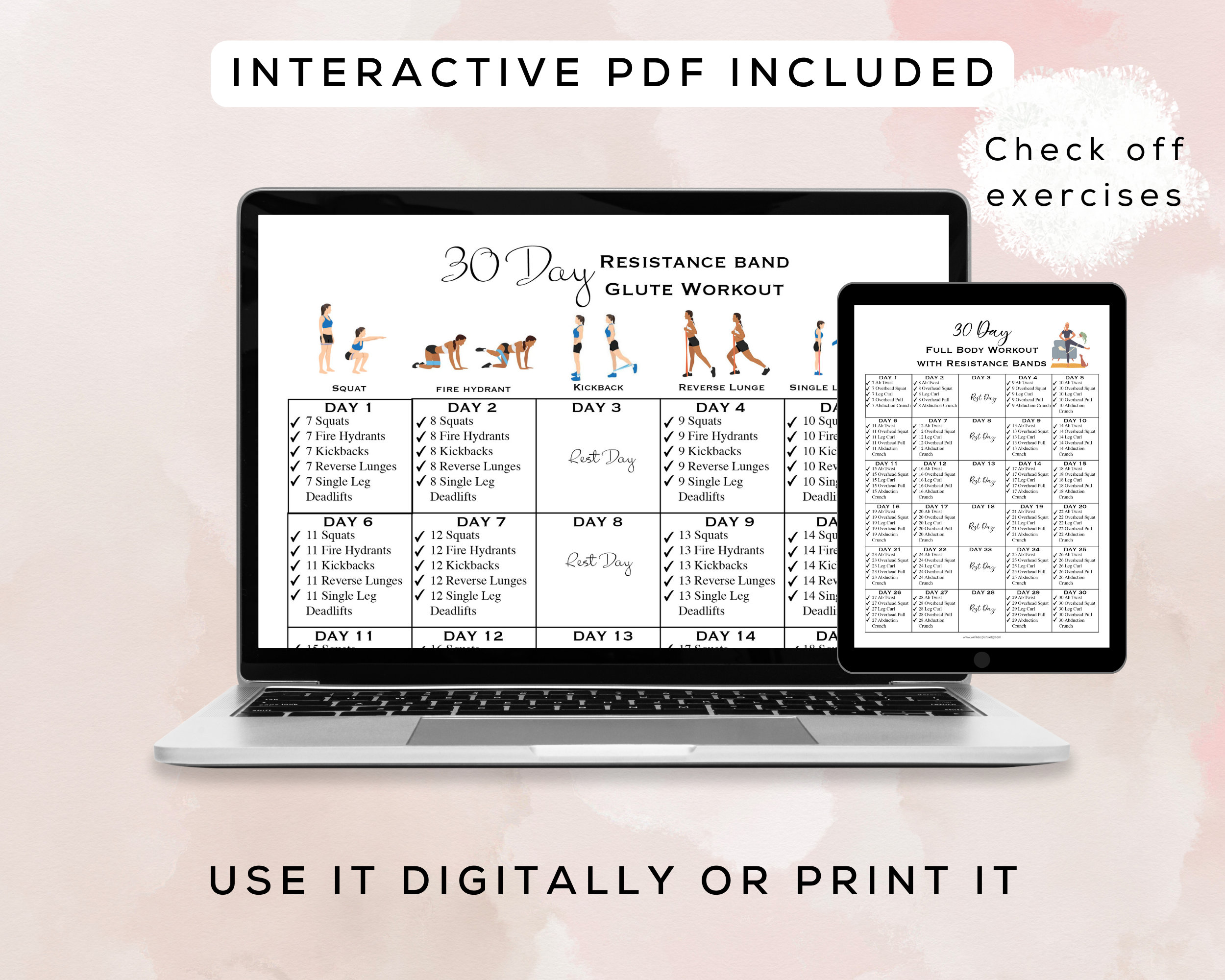 30 Day Resistance Band Workout Bundle Printable + Interactive PDF ...