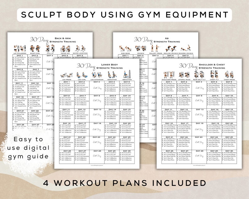 30 Day Strength Training Workout Bundle Printable + Interactive PDF |4 ...