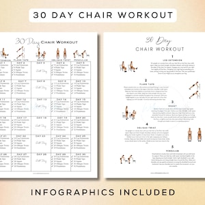 30 dagen stoeltrainingbundel afdrukbaar + interactieve pdf's | Makkelijk te volgen, beginnersvriendelijke training, digitale sportschoolgids | A4 + US Letter afbeelding 4
