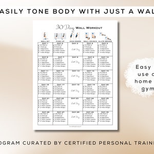 30 Day Wall Workout Printable + Interactive PDF | Easy to Follow ...