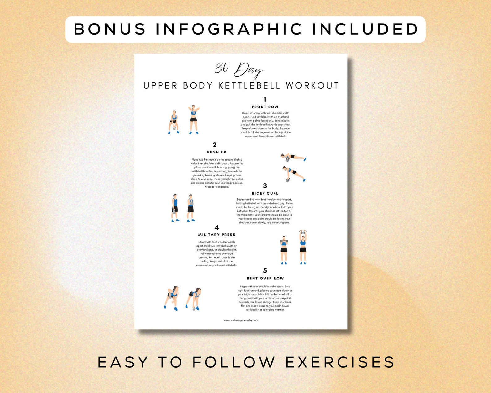 30 Day Kettlebell Upper Body Workout Printable + Digital Gym Guide ...