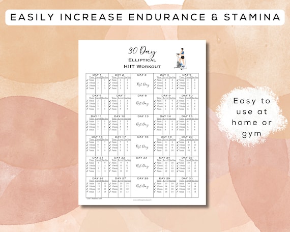 Buy 30 Day Elliptical HIIT Workout Plan Printable Interactive PDF Digital Gym Guide Easy to Follow Beginner Friendly Cardio A4 Letter Online in India Etsy