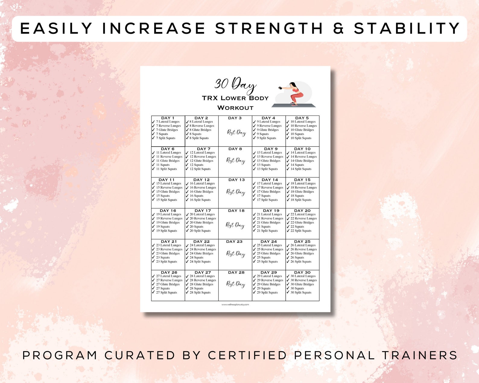 30 Day TRX Lower Body Workout Plan Interactive PDF + Digital Gym Guide ...