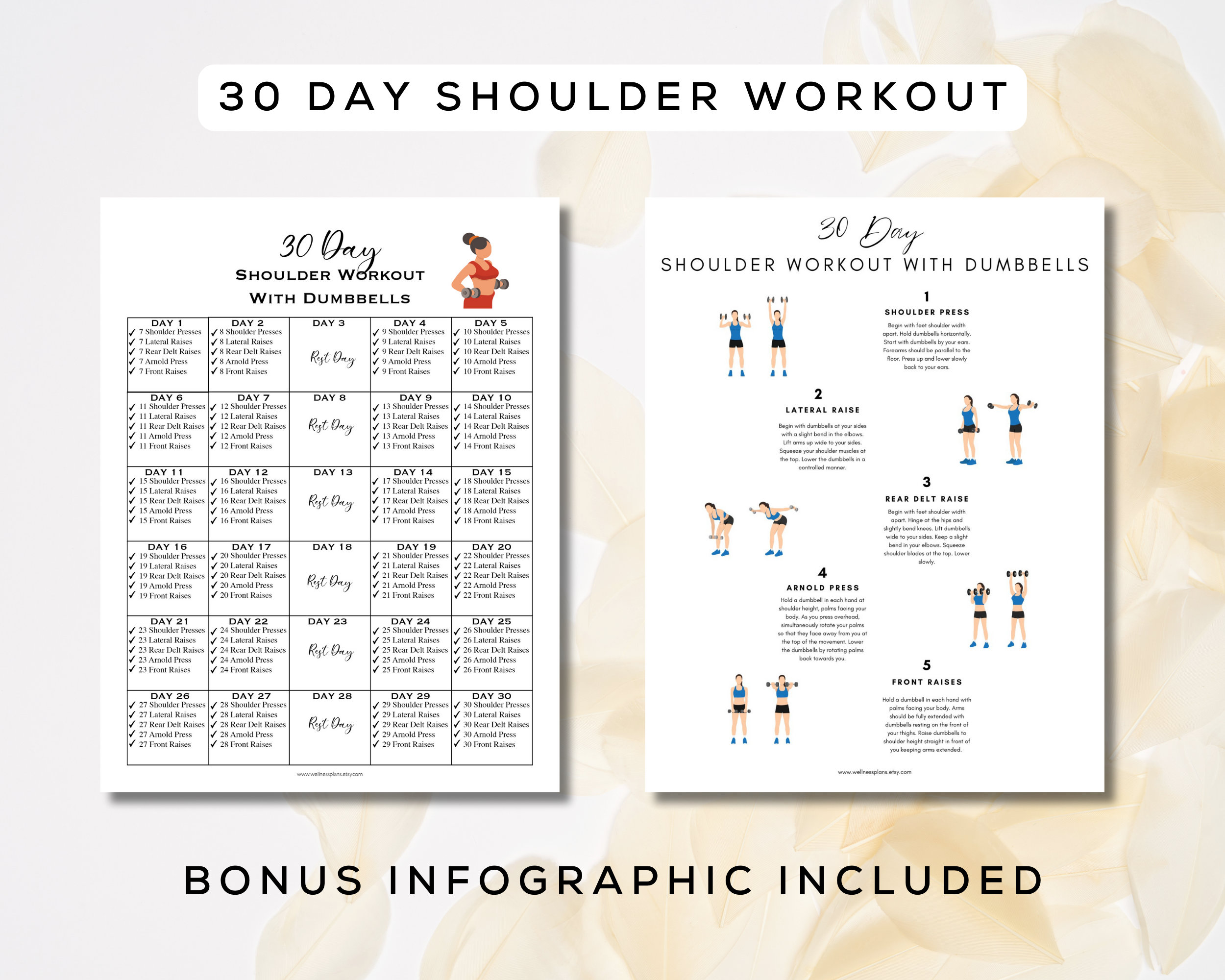 30 Day Dumbbell Workout Bundle Printable + Interactive Pdfs | 4 Workout ...
