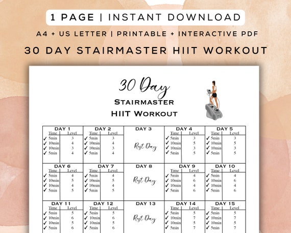 30 Day Stairmaster HIIT Workout Plan Printable Interactive PDF Digital Gym Guide Easy to Follow Beginner Friendly Cardio A4 Letter Etsy Australia