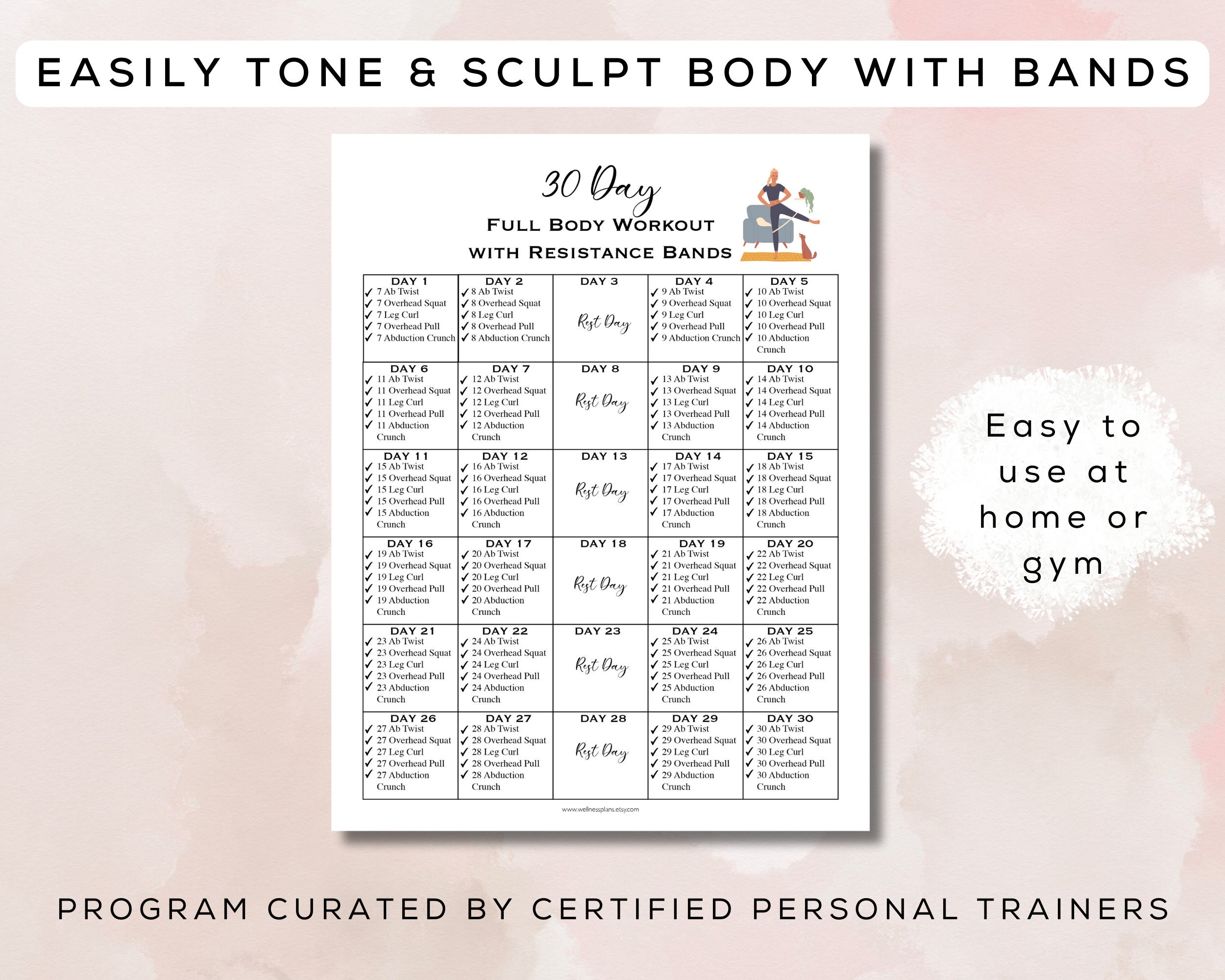 30 Day Full Body Workout With Resistance Bands Printable + Interactive ...