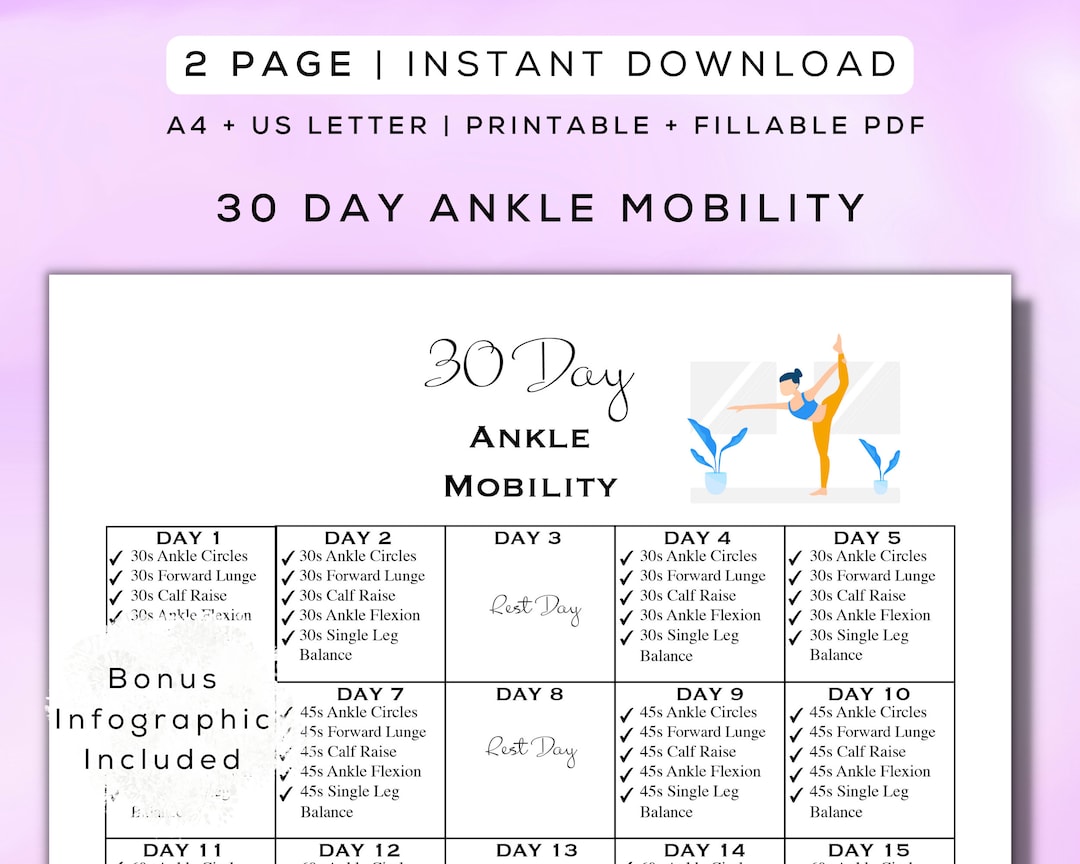 30 Day Ankle Mobility Routine Printable + Interactive PDF | Bonus ...