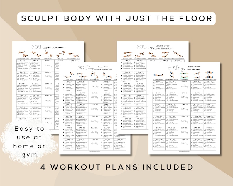 30 Day Floor Workout Bundle Printable + Interactive PDF | Easy to ...