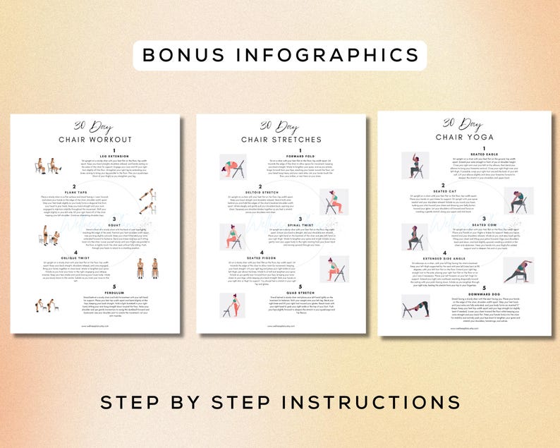 30 dagen stoeltrainingbundel afdrukbaar + interactieve pdf's | Makkelijk te volgen, beginnersvriendelijke training, digitale sportschoolgids | A4 + US Letter afbeelding 3