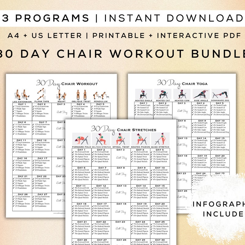 Chair Yoga Chart Etsy