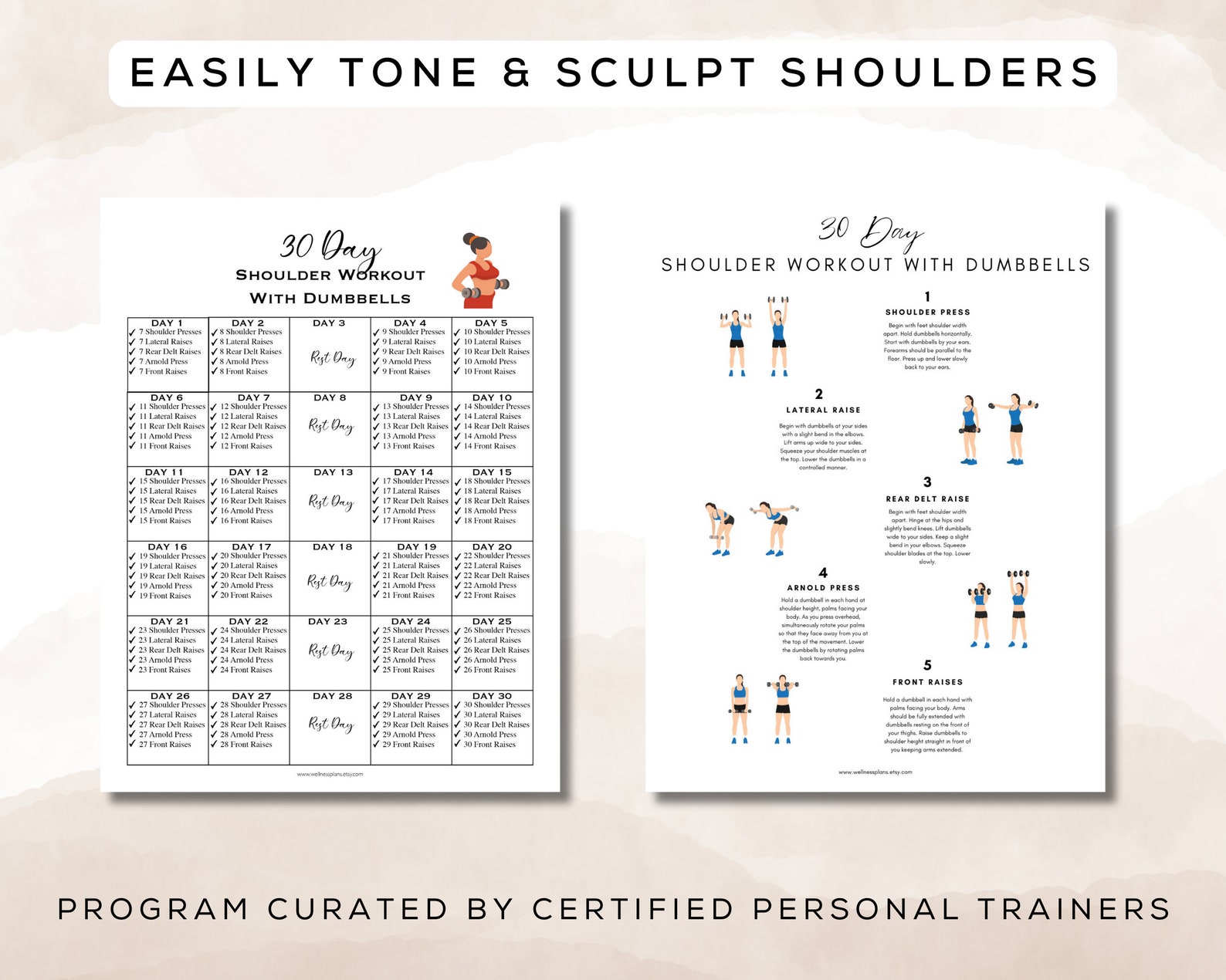30 Day Shoulder Workout Plan With Dumbbells (printable + Interactive ...