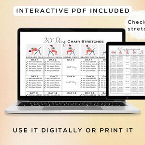 30 Day Chair Stretches Printable + Interactive PDF | Easy to Follow ...