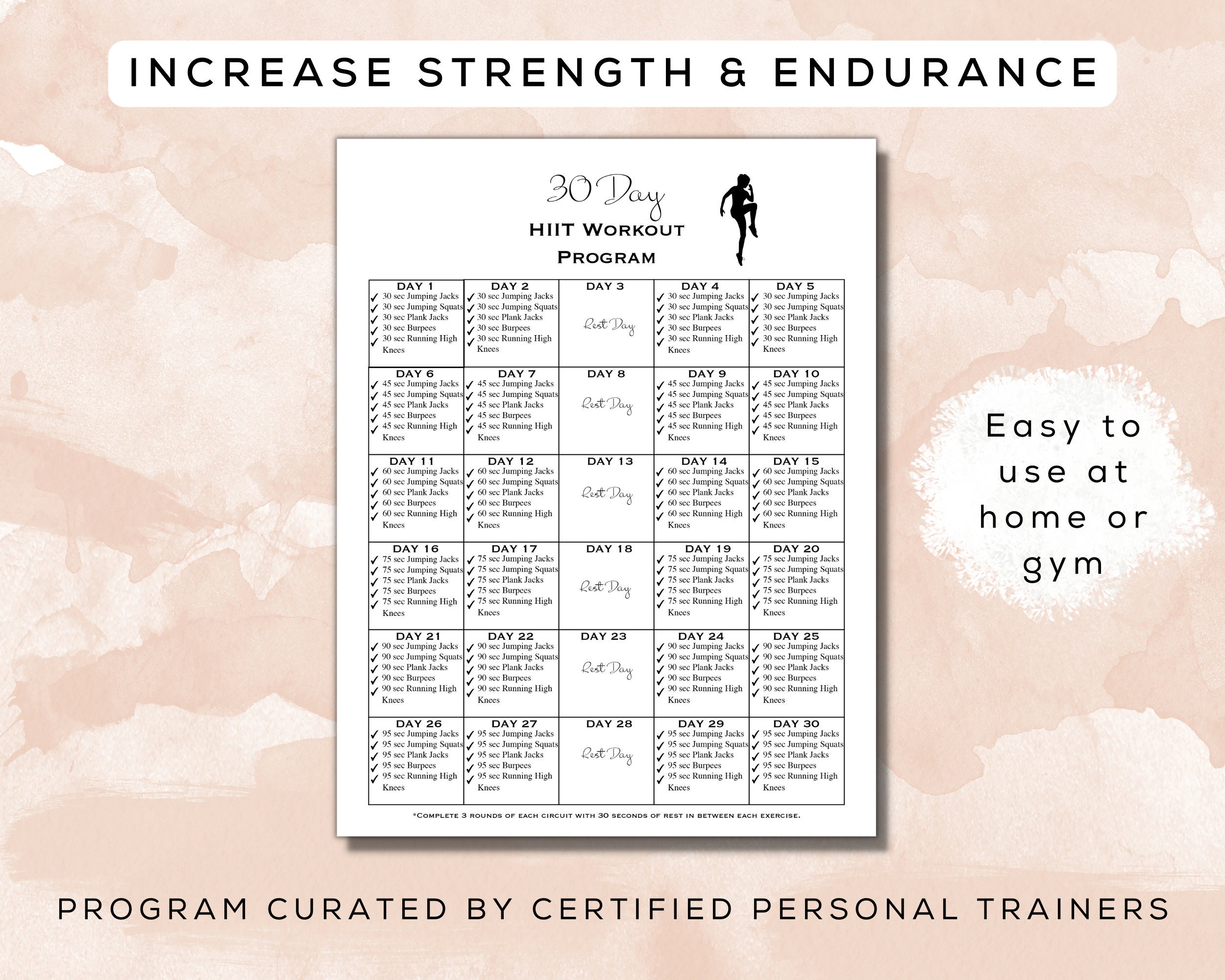 30 Day Full Body HIIT Workout Plan Printable Digital Gym Guide Bonus Infographic Included Easy to Follow Fitness Program A4 Letter Etsy