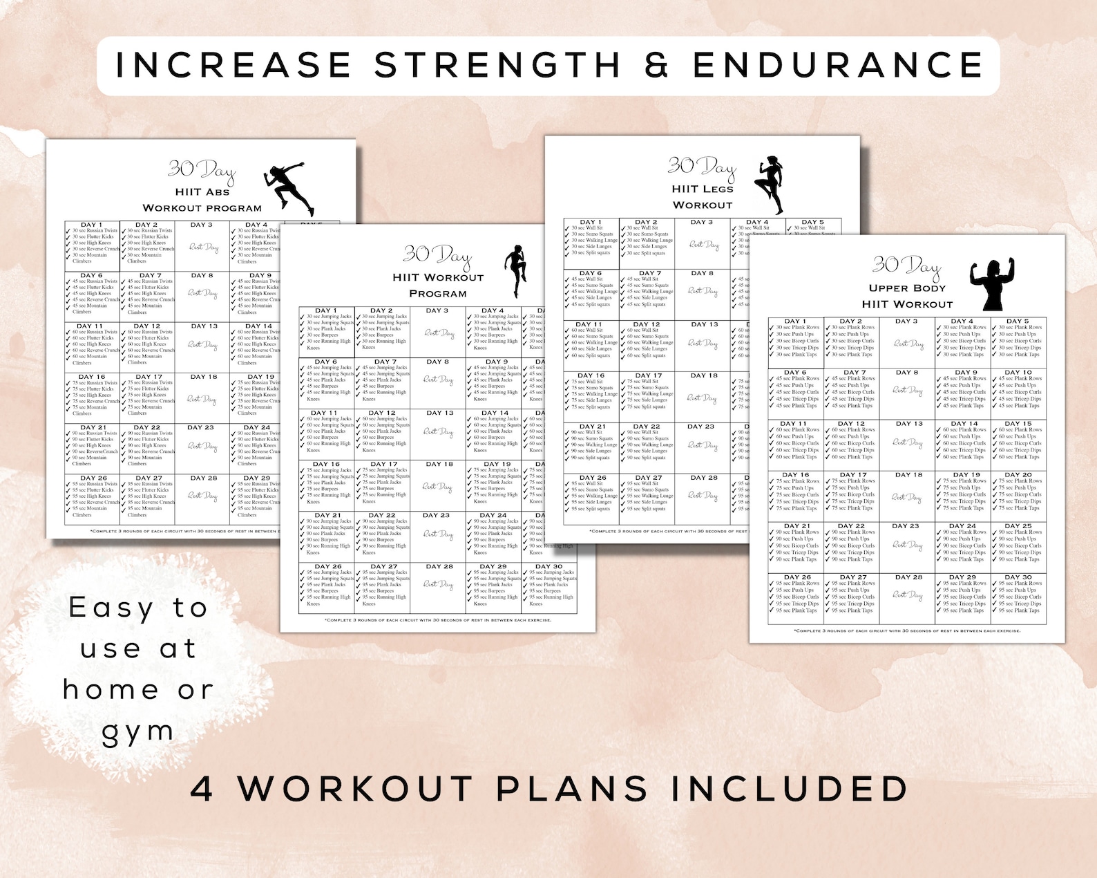 30 Day HIIT Workout Bundle Printable + Interactive PDF | Bonus ...