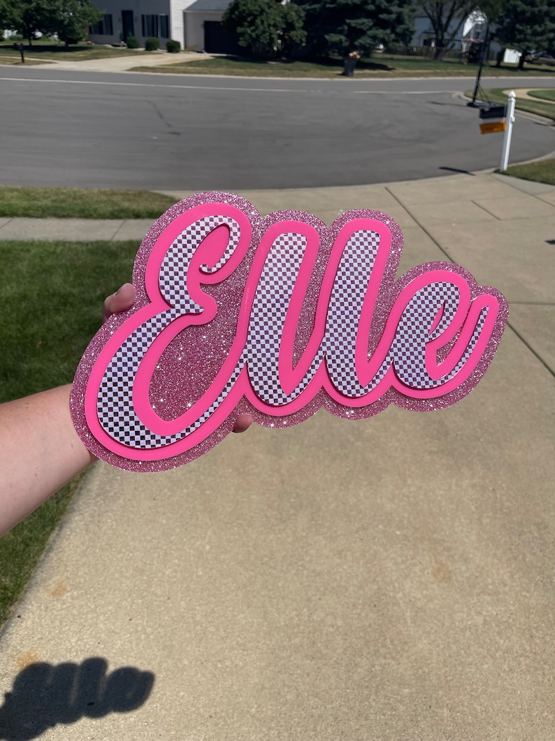 Elle Lettering Background Acrylic Name Sign - Etsy