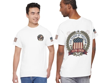 250 Years Freedom Shield T-Shirt, Patriotic American Flag 1776-2026 Tee