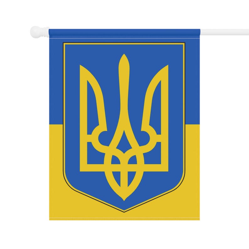 Drapeau de l'Ukraine, bannière de jardin en toile de popeline de polyester, symbole du trident bleu jaune image 4