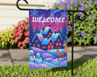Snowman Winter Garden Flag, Snowflakes Holiday Decor