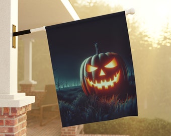 Spooky Jack-O'-Lantern Halloween Garden Flag: Exterior Art House Banner