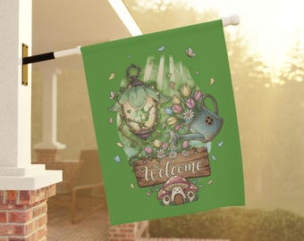 Outdoor Flag, Welcome Spring, Festive House Banner, Tulips Yard Decoration, Springtime House Wall Art, Hello Spring Garden Flag, Flowers