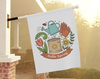 Outdoor Flag, Welcome Spring, Festive House Banner, Tulips Yard Decoration, Springtime House Wall Art, Hello Spring Garden Flag, Flowers