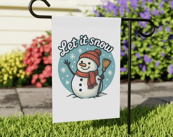 Let It Snow Garden Flag Snowman Snowflake Decoration Christmas Outdoor Decor Holiday House Banner Winter Wonderland Porch Seasonal Yard Flag