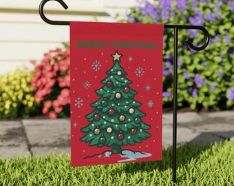 Christmas Tree Garden Flag, Holiday Cute Rainbow Decorations Art House Banner Exterior Decor Happy Holiday, Christmas Decor, Ornaments