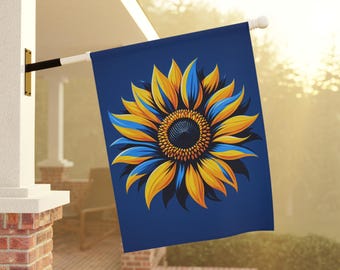 Pole Banner, Ukrainian Yellow Blue Flower, Patriotic Garden Decor, House Wall Art, Outdoor Ukraine Flag, Yard Decoration, Support Ukraine