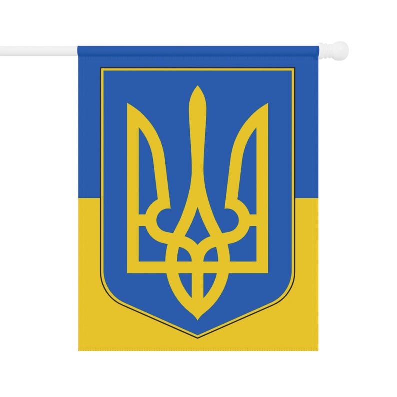 Drapeau de l'Ukraine, bannière de jardin en toile de popeline de polyester, symbole du trident bleu jaune image 3
