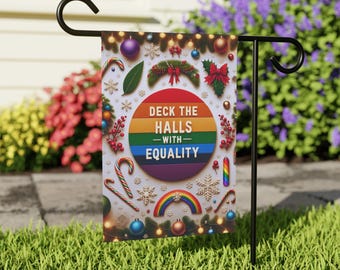 LGBTQ+ Christmas Garden Flag: Equality Holiday Banner