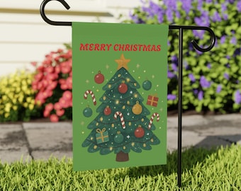 Christmas Tree Garden Flag, Holiday Cute Rainbow Decorations Art House Banner Exterior Decor Happy Holiday, Christmas Decor, Christmas