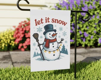 Let It Snow Garden Flag Snowman Snowflake Decoration Christmas Outdoor Decor Holiday House Banner Winter Wonderland Porch Seasonal Yard Flag