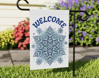 Snowflake Winter Garden Flag, Holiday Yard Decor