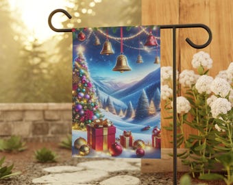 Jingle Bells Christmas Garden Flag: Holiday Presents, Snow Scene