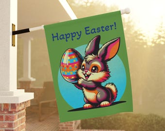 Outdoor Easter Bunny Flag, Festive Garden & House Banner Decoration, Wall Art, Yard Flag for Easter Celebration, Easter Gifts, Easter Decor