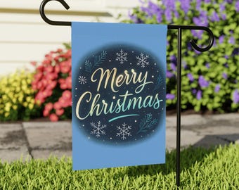 Merry Christmas Garden Flag, Snowflake Winter Yard Decoration, Holiday Outdoor House Banner, Winter Wonderland Porch Flag, Seasonal, Xmas