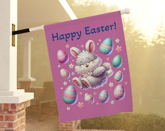 Outdoor Easter Bunny Flag, Festive Garden & House Banner Decoration, Wall Art, Yard Flag for Easter Celebration, Easter Gifts, Easter Decor