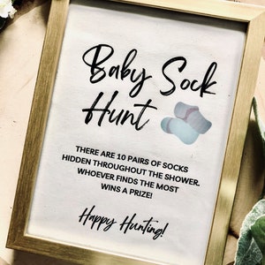 Baby shower Games PDF - &quot;Baby Sock Hunt&quot; baby shower game. Easily print and cut out for use within a frame or paper instructions.