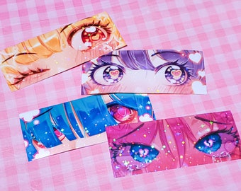Holographic Anime Eyes Sticker, Shoujo Kawaii Heart Stickers
