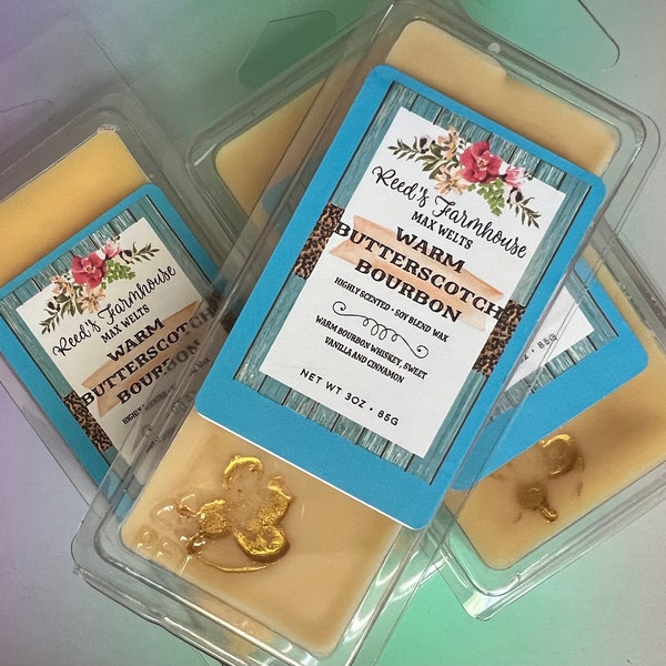 Warm Butterscotch Bourbon , bakery scented  Wax Melts, clamshells wax