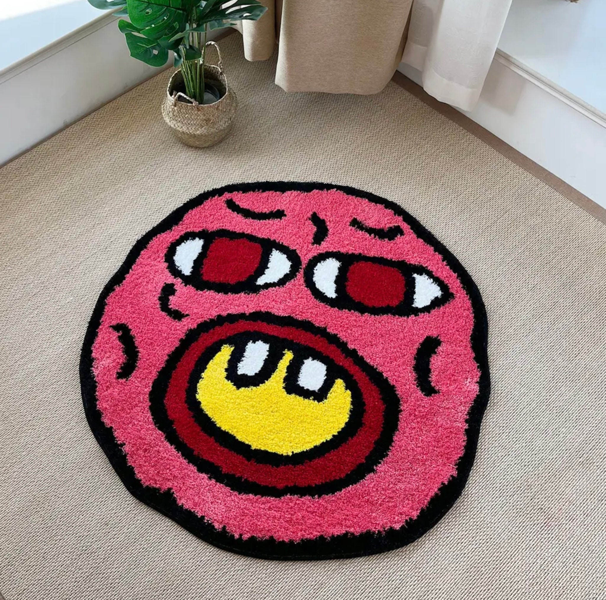 Cherry Bomb Rug Pink Handmade Tufted Carpet Room Decor Rug Small Rug ...