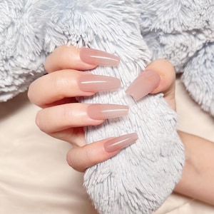 Elegant Ballerina Press-on Nails: Soft Pink Glossy Finish, Handmade